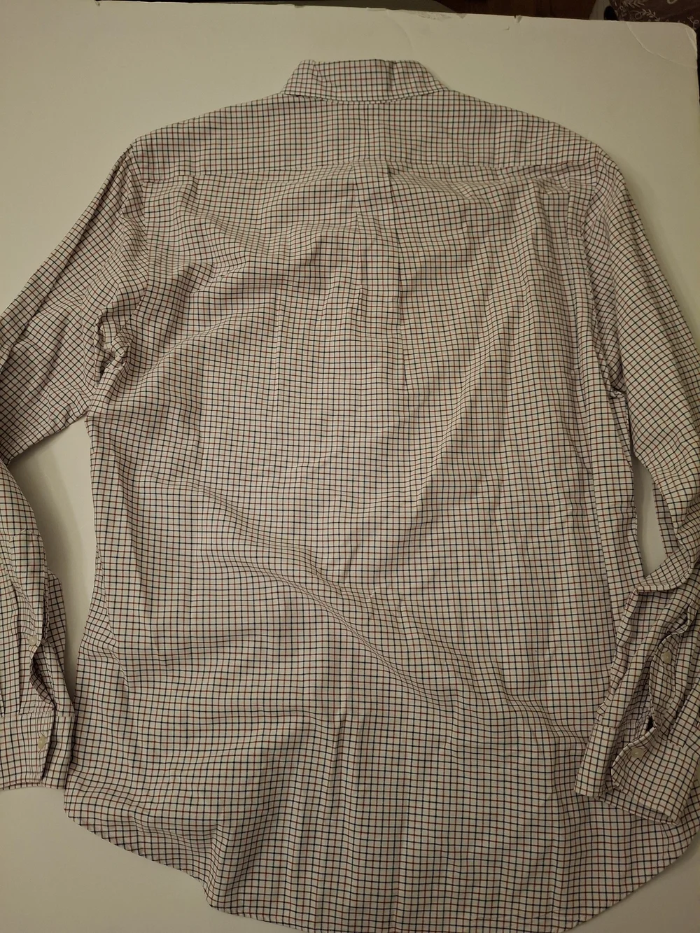 Ralph Lauren Men’s Button-Down Plaid Shirt - White with Navy & Red Check